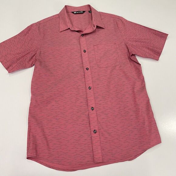 Travis Mathew Men's Heather Earth Red Prestige Lifestyle Button Shirt Size M - Picture 2 of 7